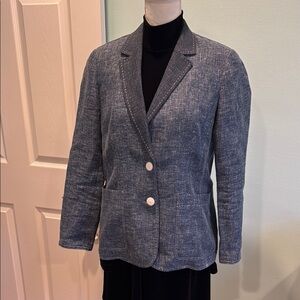 Lafayette 148 New York size 6 Women's Blue Blazer cotton linen